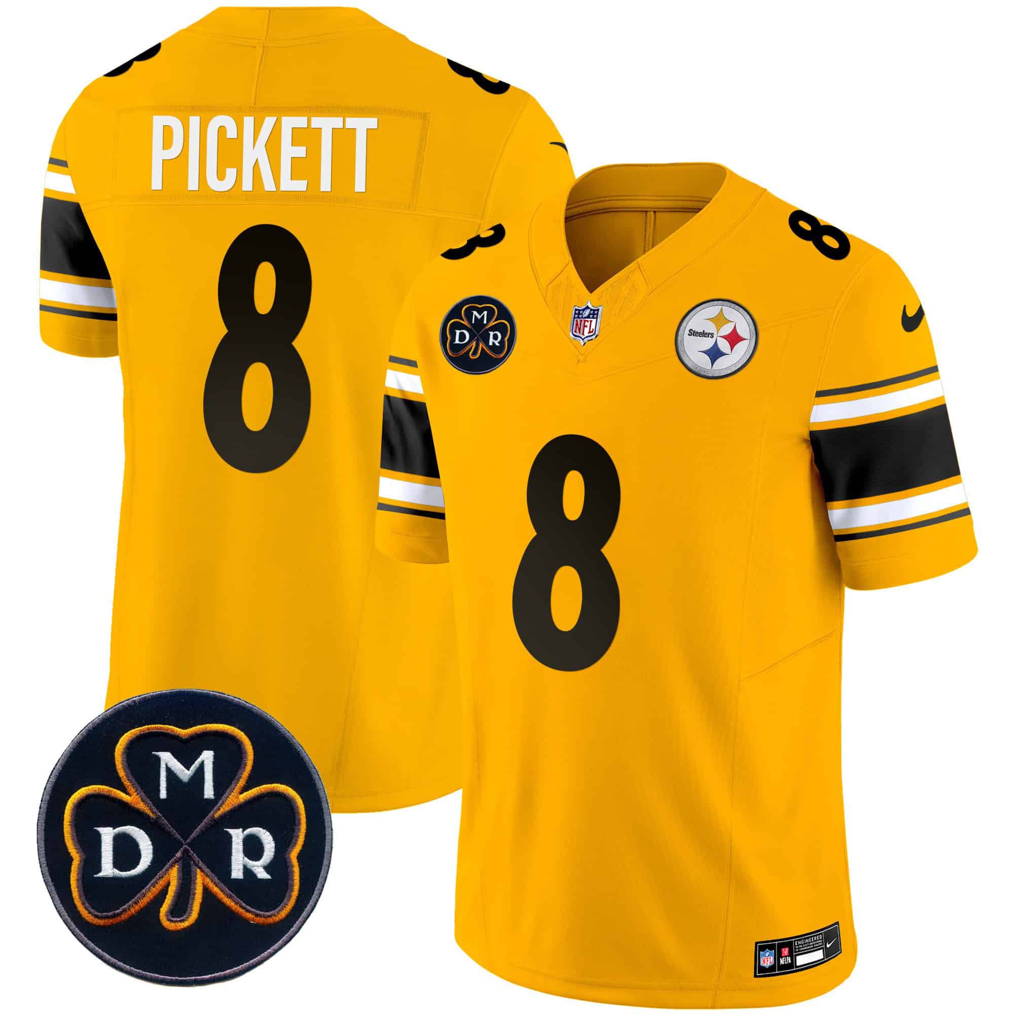 Men Pittsburgh Steelers #8 Pickett Yellow 2024 Nike DMR Patch Vapor Limited NFL Jersey->indianapolis colts->NFL Jersey